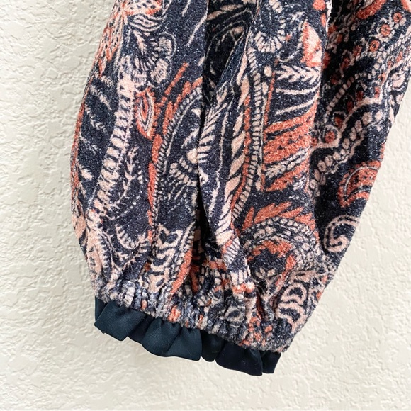 FREE PEOPLE Dare Me Tie Back Velvet Blouse Long Sleeve in Black Combo Size M - Picture 8 of 16